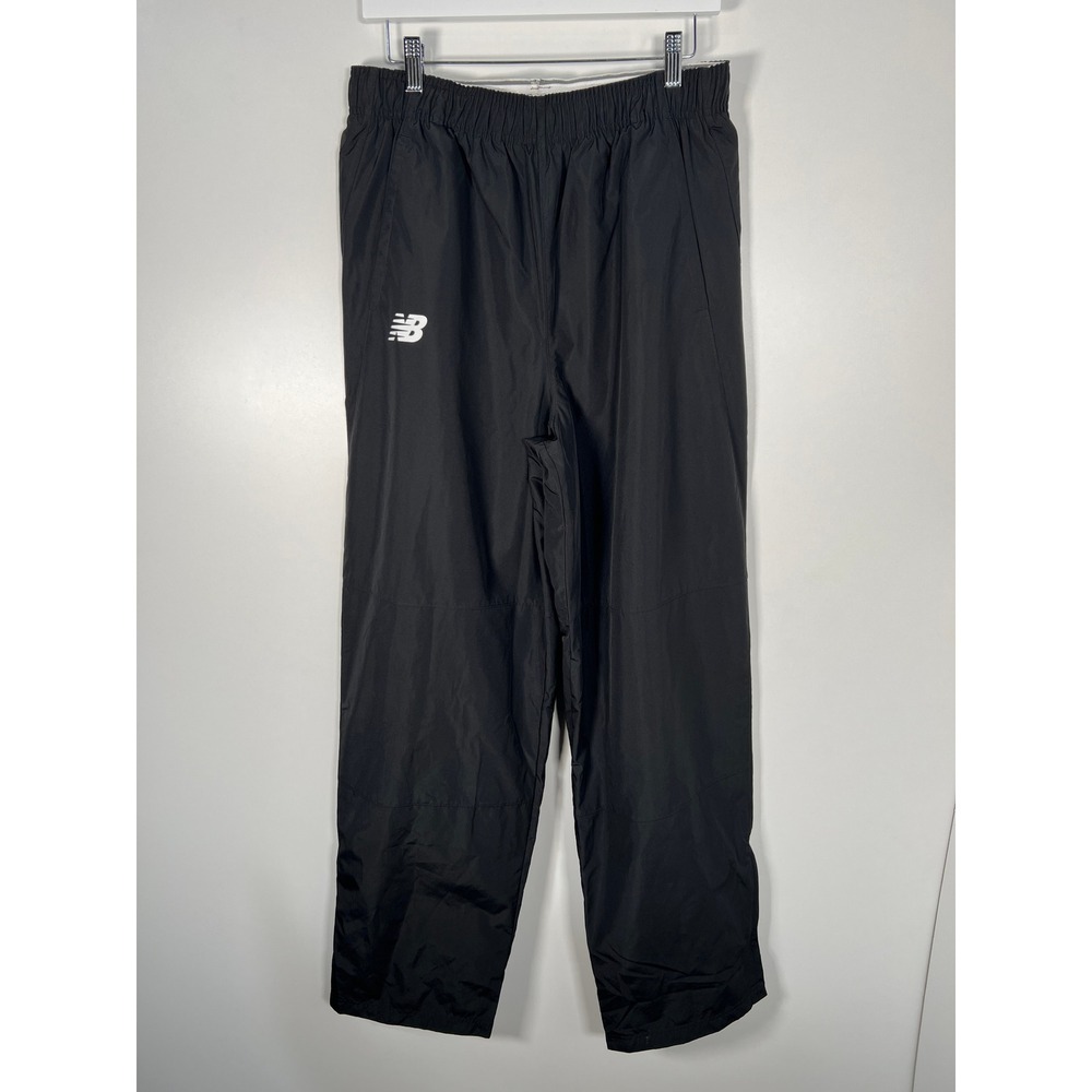 New Balance Black Solid Windbreaker Track Pants Athletic Sporty Mens Medium